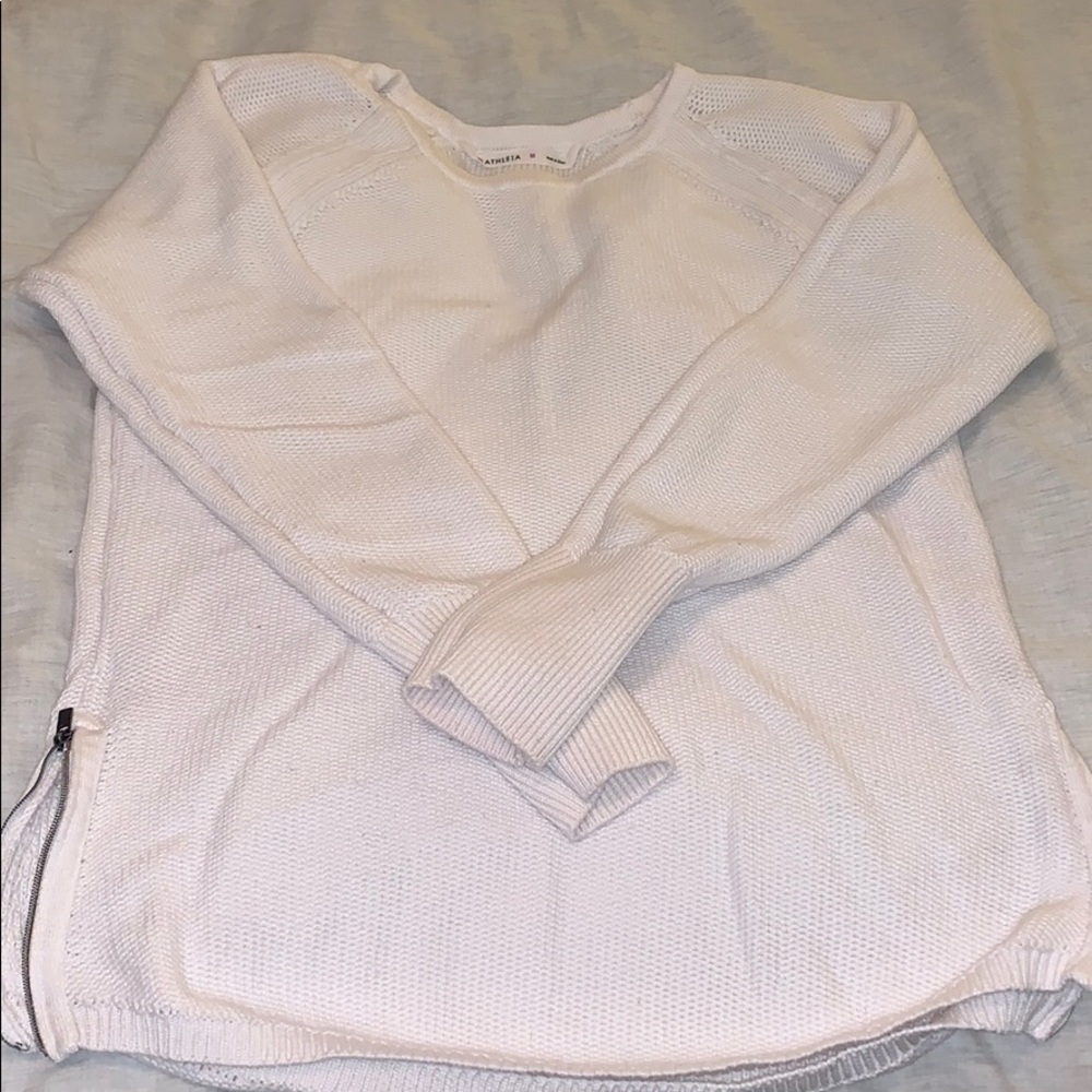 Athleta white side zip sweater